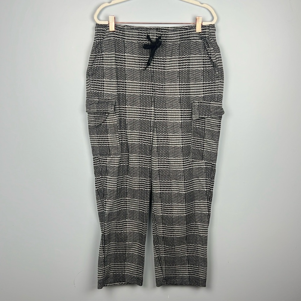 Lands' End Black & White Plaid Straight Leg Pants
